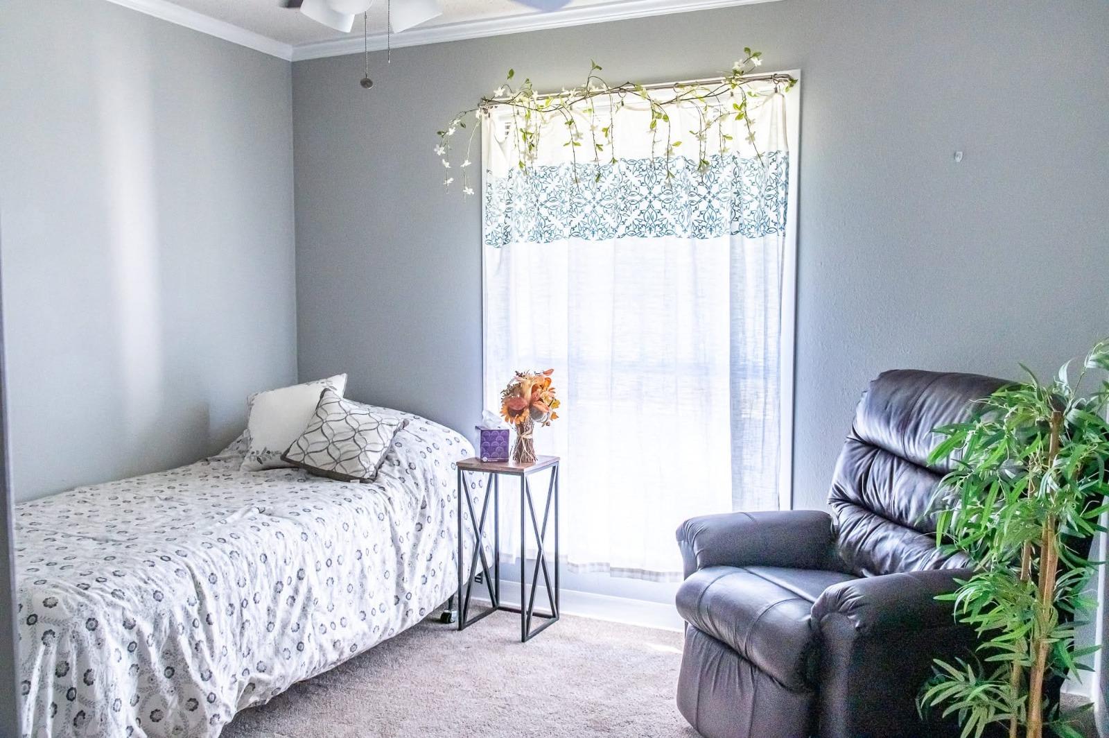 A resident's private bedroom