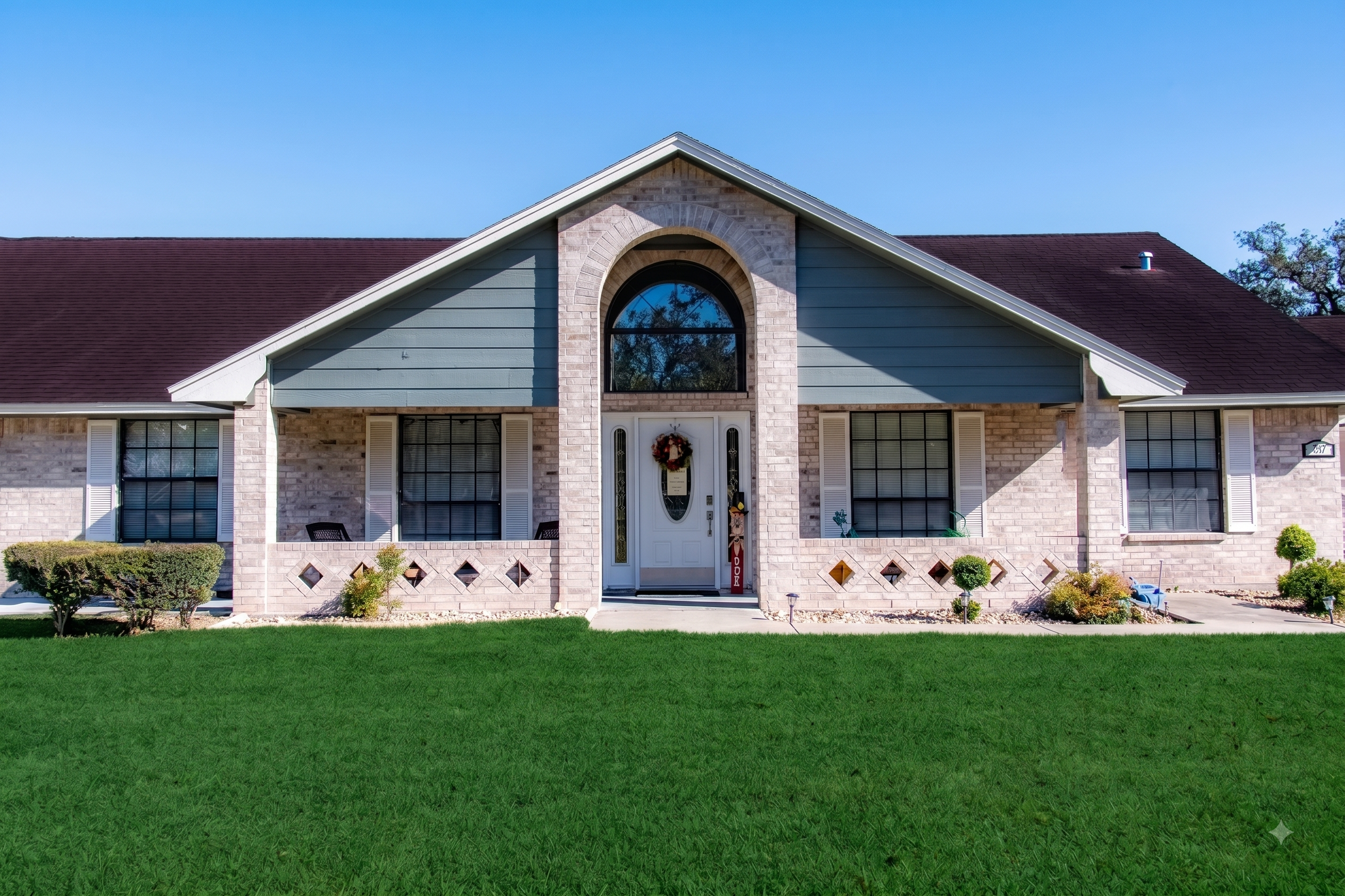 Silver Serenity's ranch-style exterior with covered porch